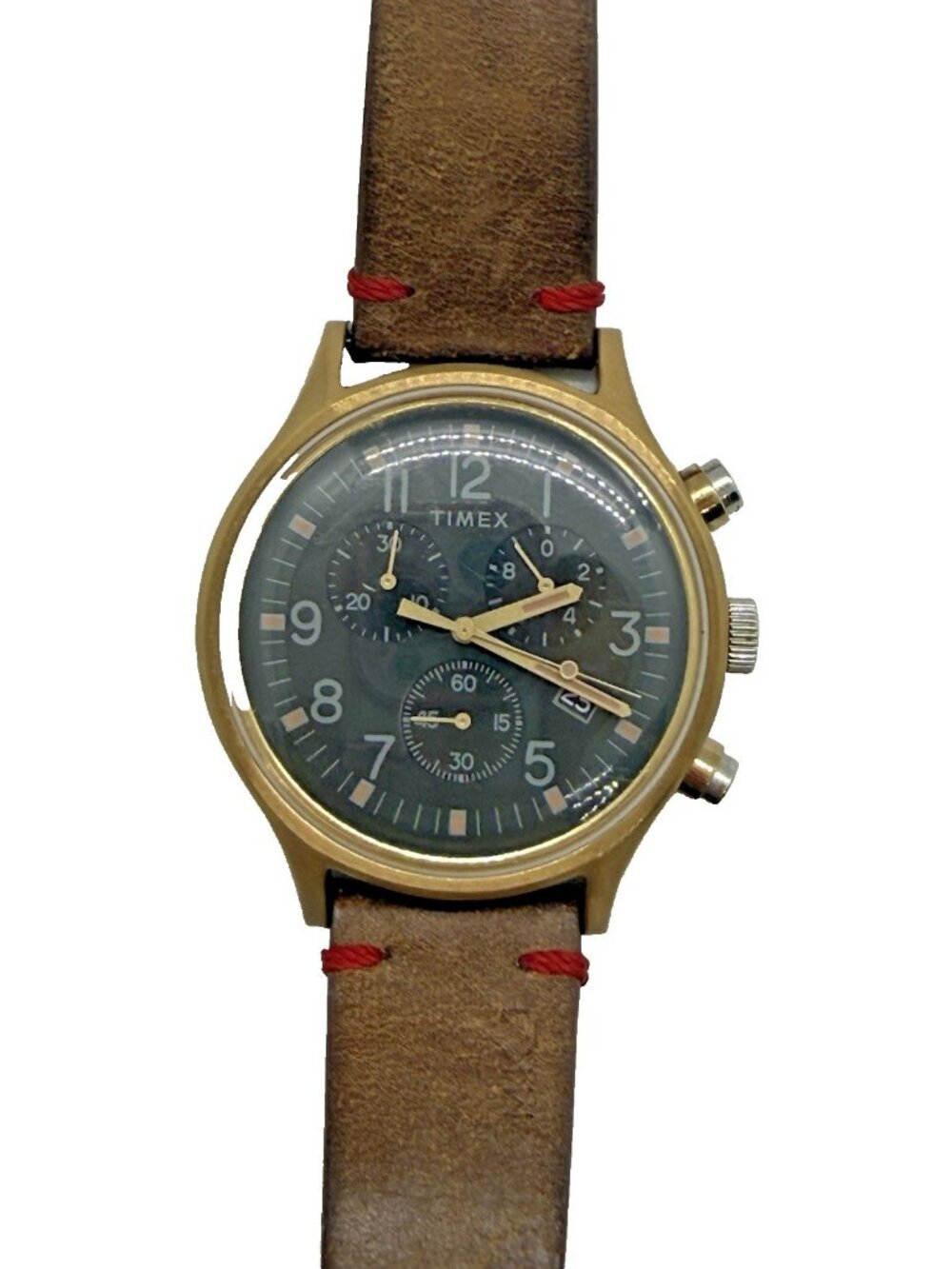 Timex MK1 Stainless Steel Chronograph Leather Strap Men's Watch TW2R96300 WR50M